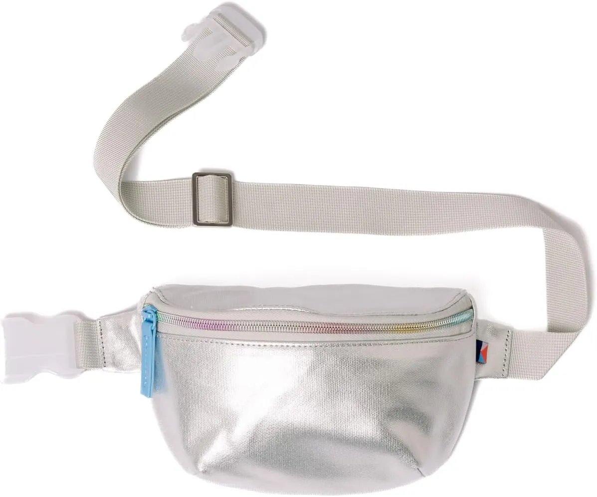Kibou Kids Belt Bag and Fanny Pack for Boys & Girls 8-12 Stylish Crossbody Purse for Teens Practical Accessories for Active Girls Perfect for Everyday Use-Silver Canvas