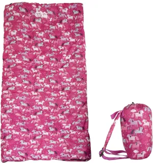 Kids 55" x 25" Unicorn 50 Degree Sleeping Bag with Backpack Stuff Sack, Pink
