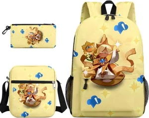 Kids Shadow Milk Cookie Backpack Shoulder Bag Pencil Case 3PCS Set - 17in (B,3cps)
