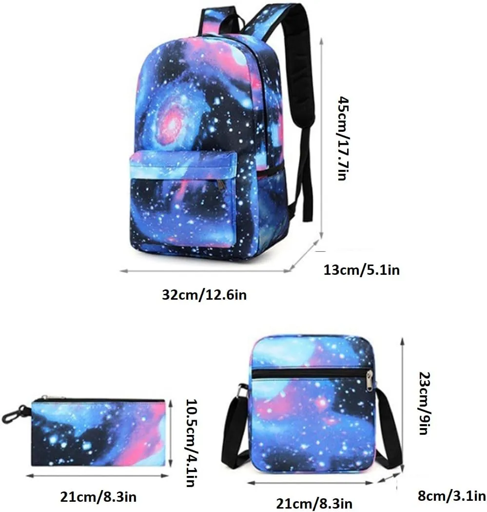 Kids Shadow Milk Cookie Backpack Shoulder Bag Pencil Case 3PCS Set - 17in (B,3cps)
