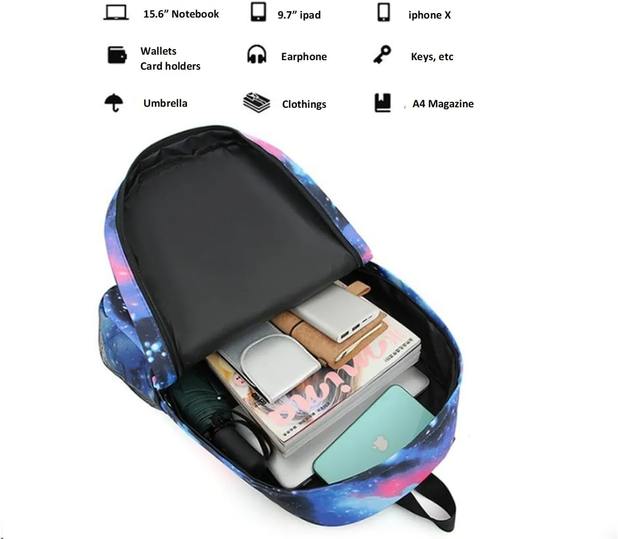 Kids Shadow Milk Cookie Backpack Shoulder Bag Pencil Case 3PCS Set - 17in (D,3cps)