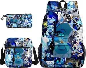 Kids Shadow Milk Cookie Backpack Shoulder Bag Pencil Case 3PCS Set - 17in (D,3cps)