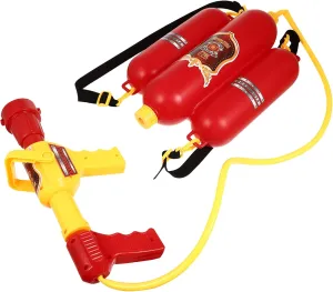 Kisangel Firefighter Backpack Water Squirt Shooter - Outdoor Toys for Kids - Summer Pool Beach Party Red