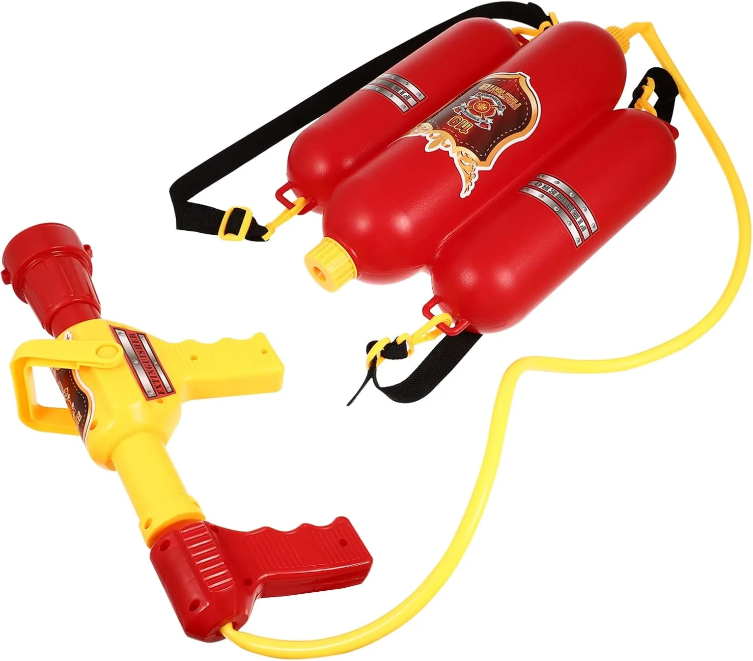 Kisangel Firefighter Backpack Water Squirt Shooter - Outdoor Toys for Kids - Summer Pool Beach Party Red