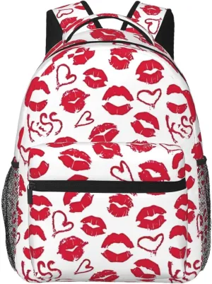 kiss Hot Red Nice Lips Backpack Casual Laptop Backpack Lightweight Double Shoulder Bag Travel Daypack For Women Men
