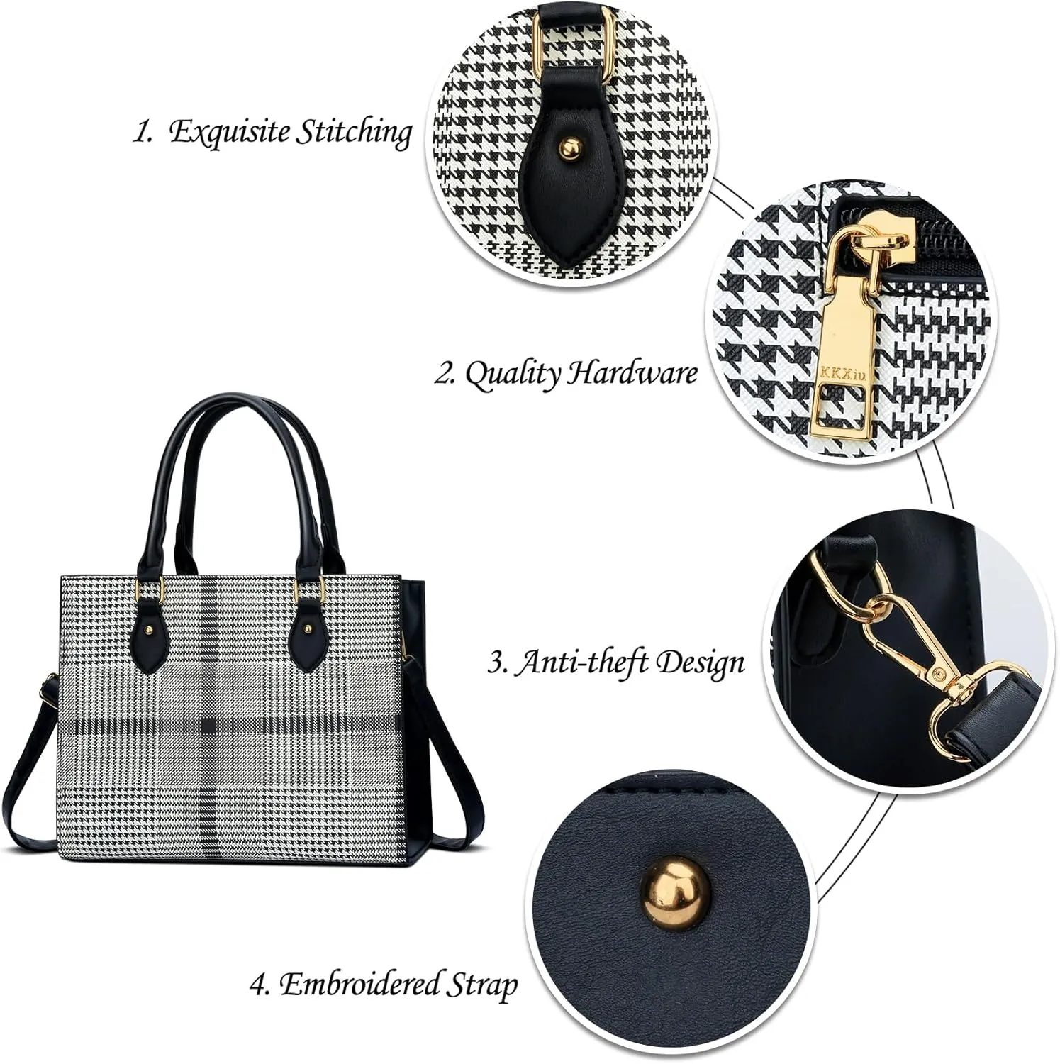 KKXIU Purses and Handbags for Women Vegan Leather Tote Shoulder Bag Ladies Top Handle Satchel with Coin Purse