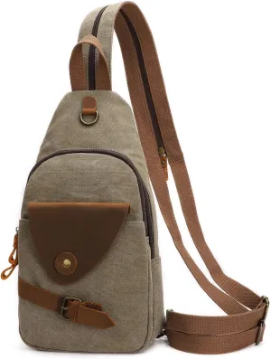 KL928 Canvas Sling Bag Crossbody Backpack Shoulder Casual Rucksack for Men Women