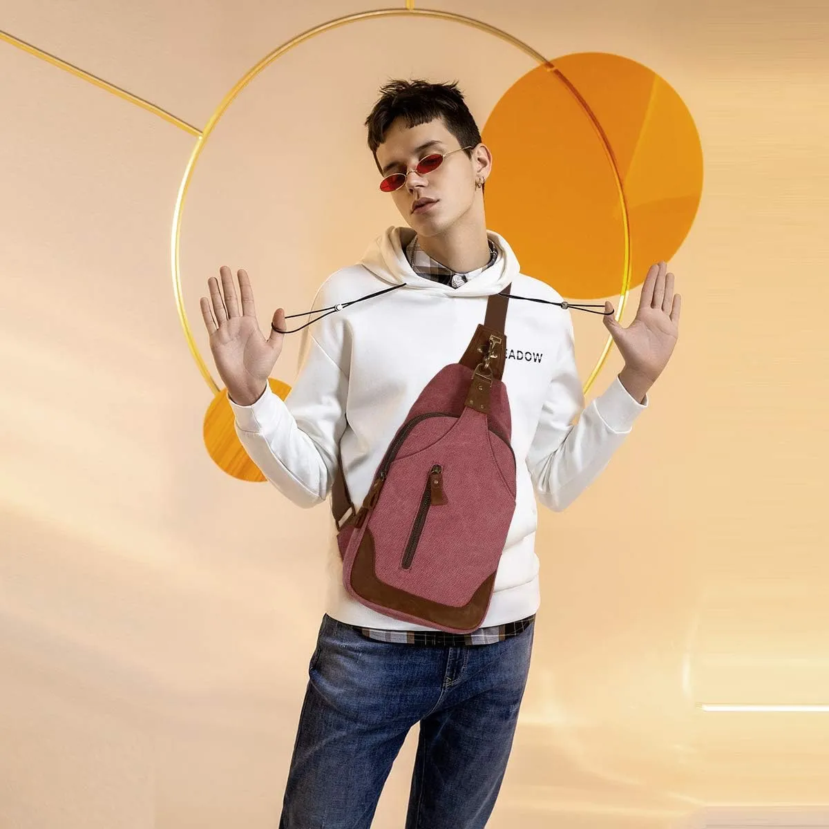 KL928 Canvas Sling Bag Crossbody Backpack Shoulder Casual Rucksack for Men Women
