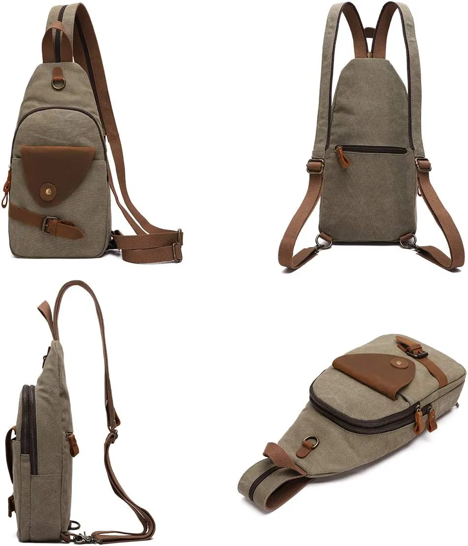 KL928 Canvas Sling Bag Crossbody Backpack Shoulder Casual Rucksack for Men Women