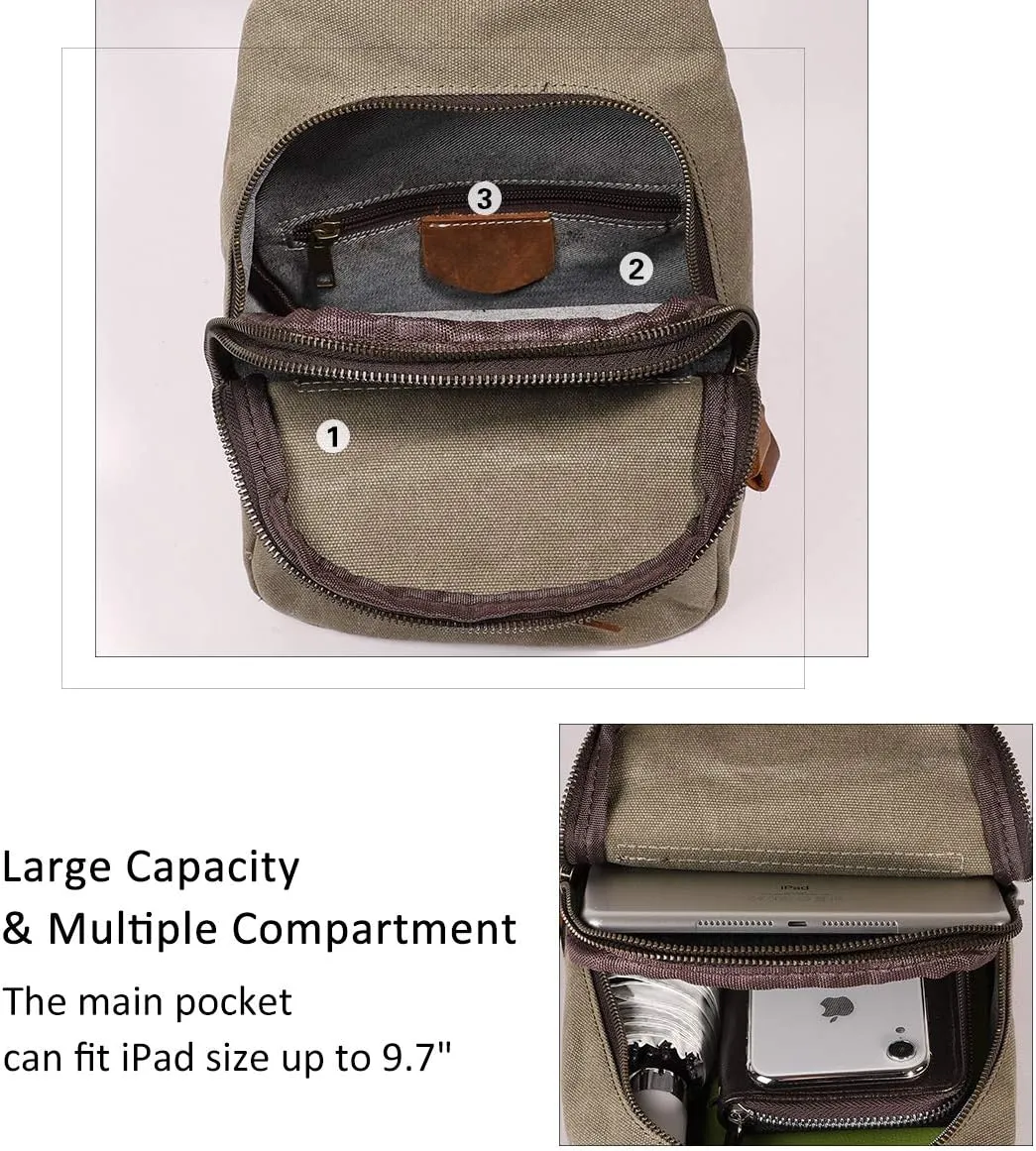 KL928 Canvas Sling Bag Crossbody Backpack Shoulder Casual Rucksack for Men Women