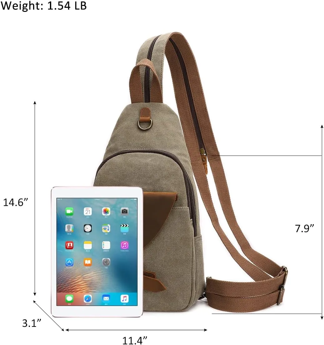 KL928 Canvas Sling Bag Crossbody Backpack Shoulder Casual Rucksack for Men Women