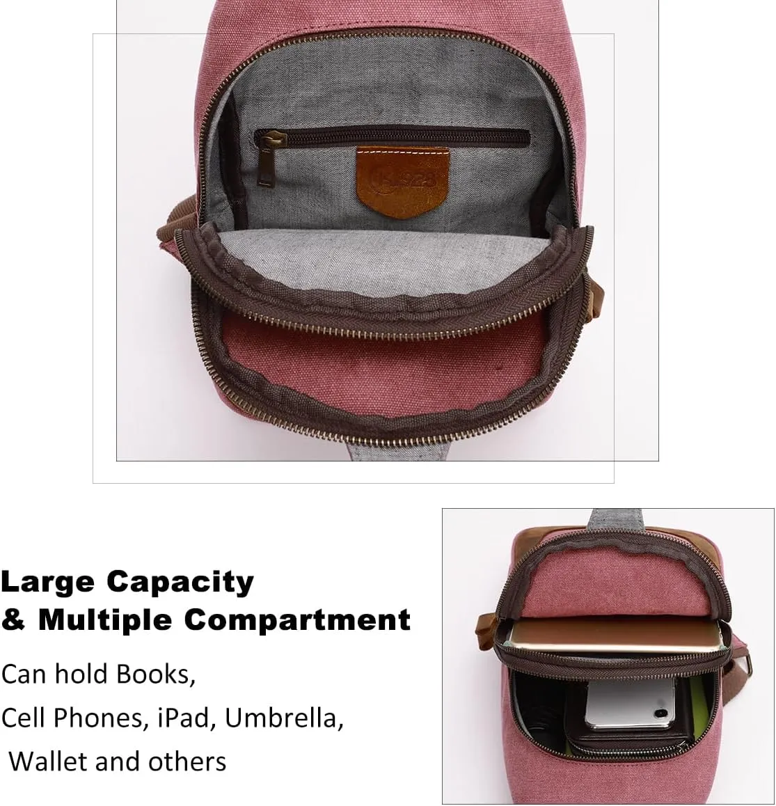 KL928 Canvas Sling Bag Crossbody Backpack Shoulder Casual Rucksack for Men Women