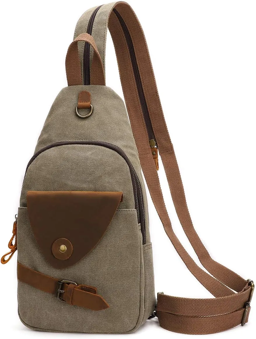 KL928 Canvas Sling Bag Crossbody Backpack Shoulder Casual Rucksack for Men Women