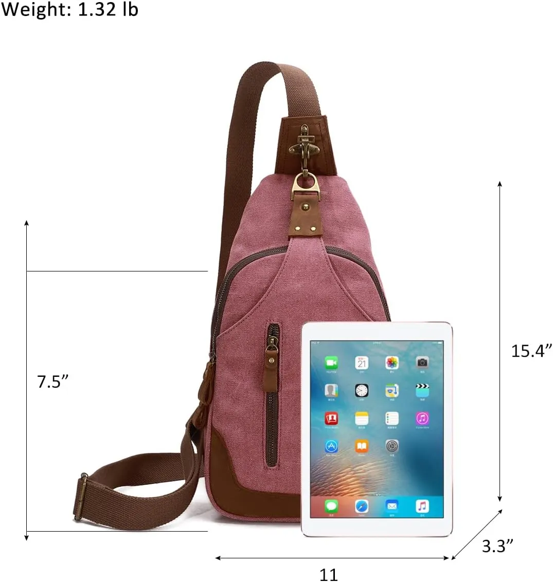 KL928 Canvas Sling Bag Crossbody Backpack Shoulder Casual Rucksack for Men Women