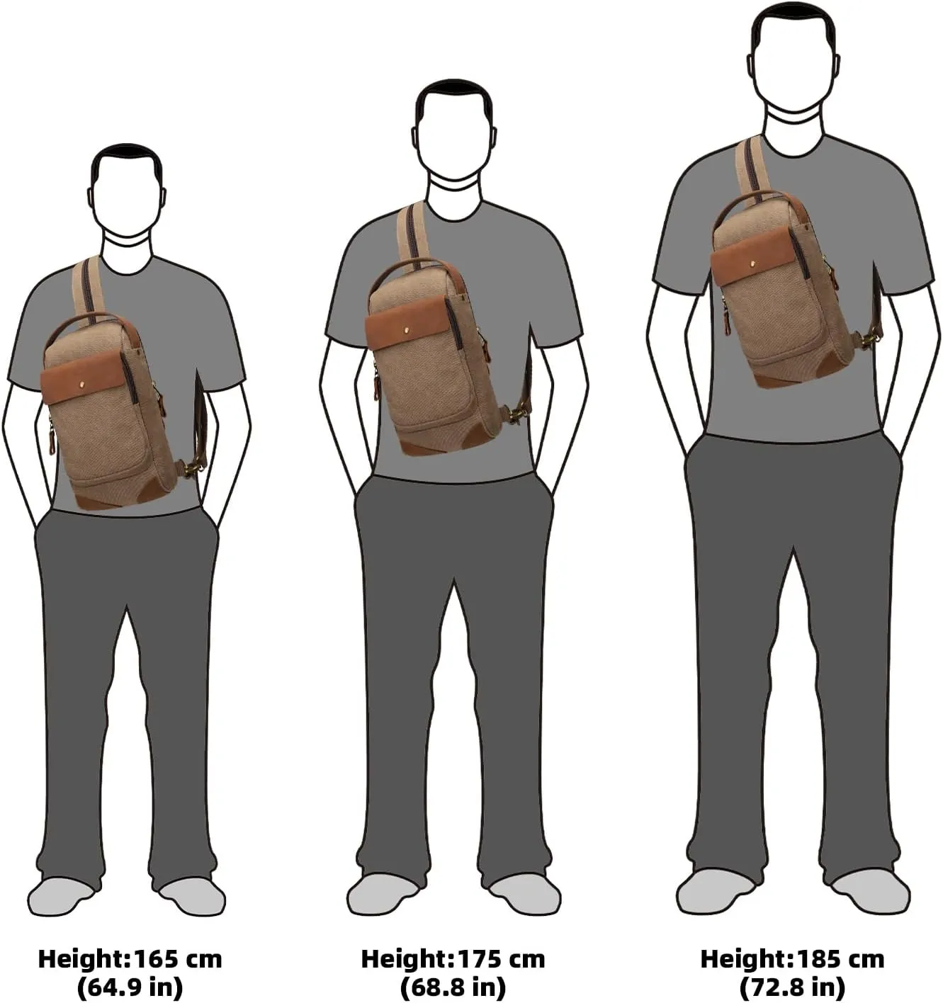 KL928 Canvas Sling Bag Crossbody Backpack Sling Backpack Shoulder Bag Casual Daypacks for Men Women