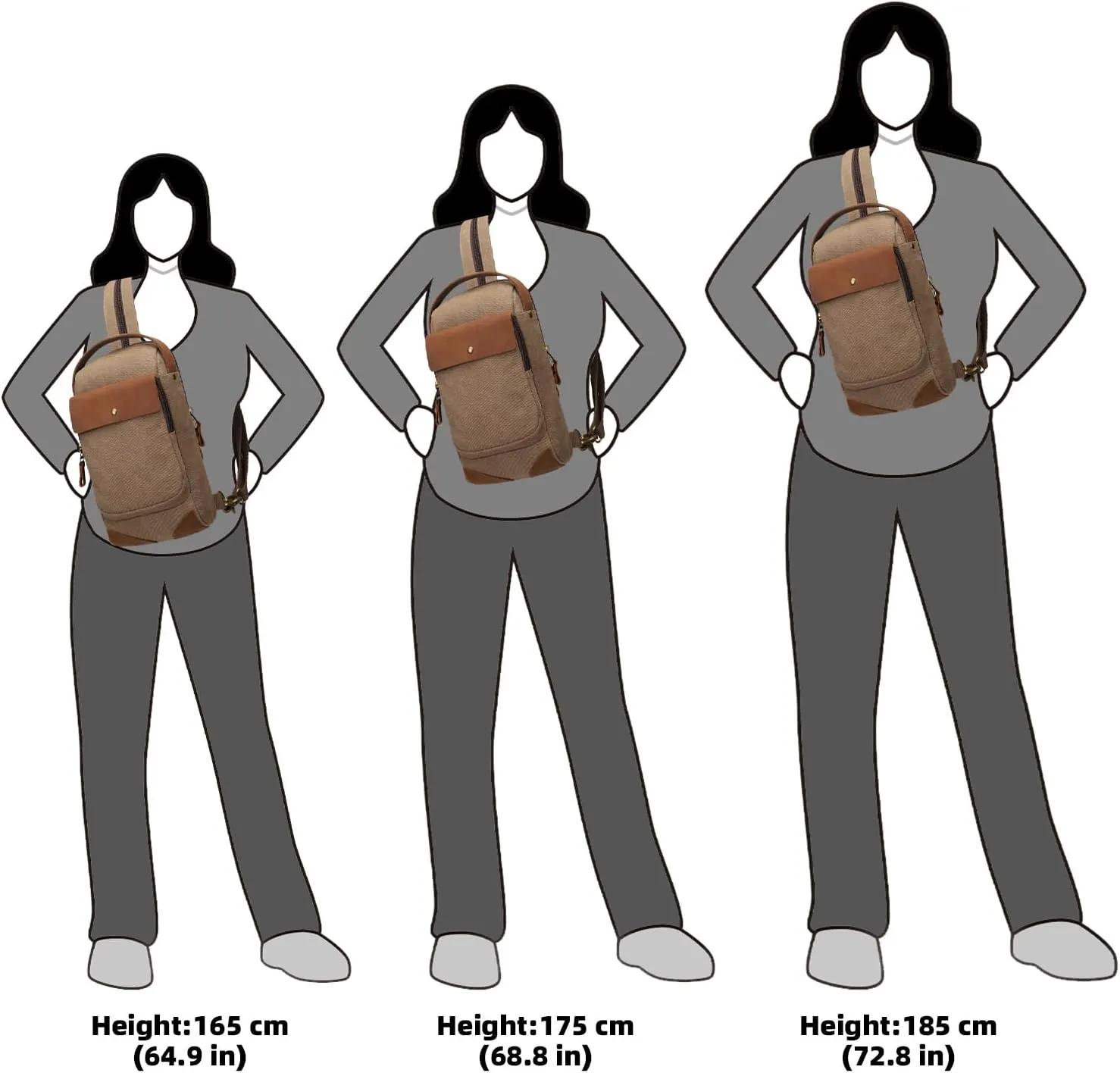 KL928 Canvas Sling Bag Crossbody Backpack Sling Backpack Shoulder Bag Casual Daypacks for Men Women