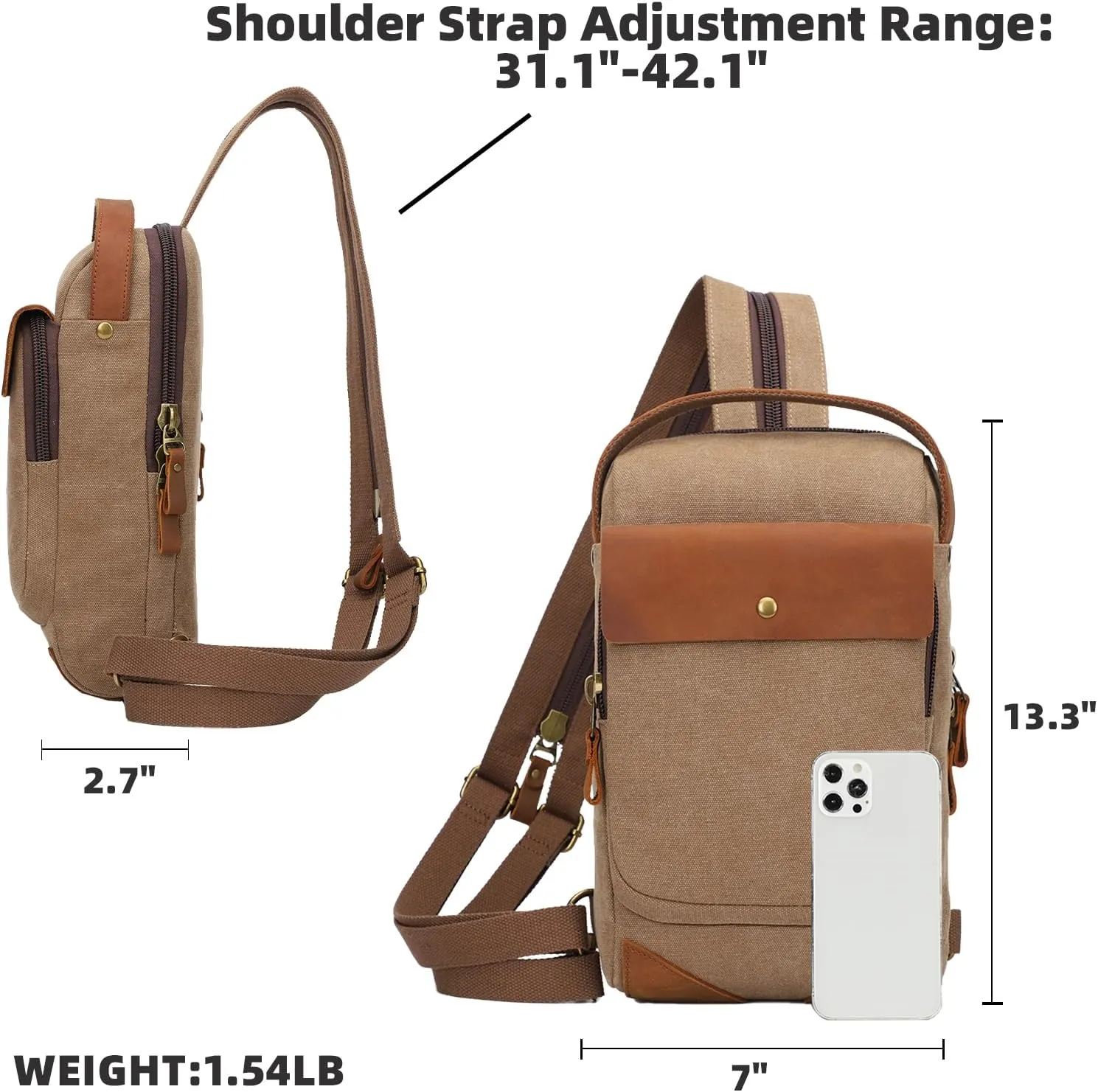 KL928 Canvas Sling Bag Crossbody Backpack Sling Backpack Shoulder Bag Casual Daypacks for Men Women