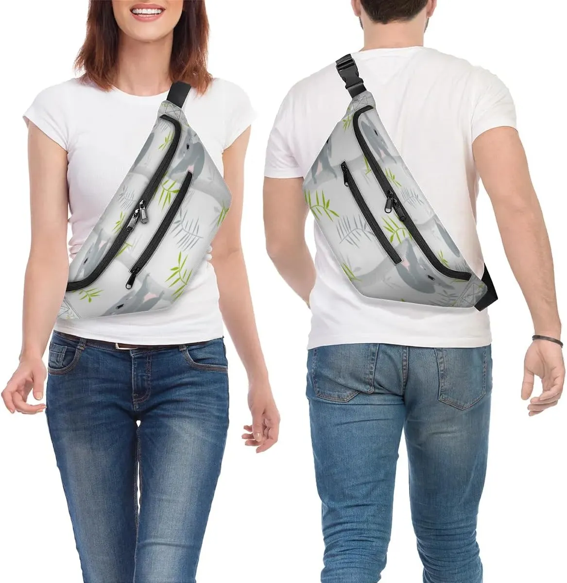 Koalas Paint Crossbody Sling Bag for Women Men Crossbody Backpack with 4 Zipper Pockets Fanny Pack Shoulder Casual Daypack for Travel Running Hiking Cycling
