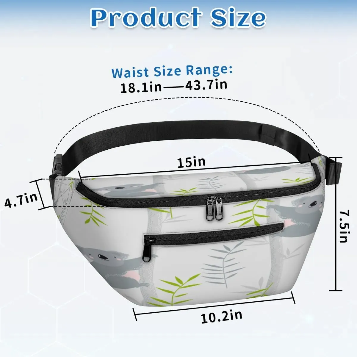 Koalas Paint Crossbody Sling Bag for Women Men Crossbody Backpack with 4 Zipper Pockets Fanny Pack Shoulder Casual Daypack for Travel Running Hiking Cycling