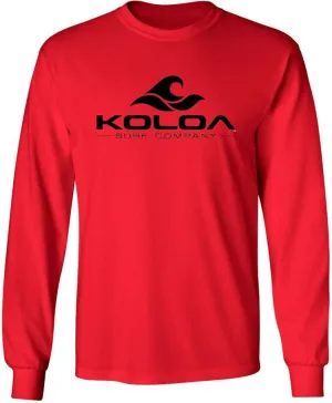 Koloa Surf. Wave Logo Long Sleeve Heavy Cotton T-Shirts in Regular, Big and Tall