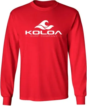 Koloa Surf. Wave Logo Long Sleeve Heavy Cotton T-Shirts in Regular, Big and Tall