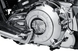 Kuryakyn 5705 Motorcycle Accent Accessory: Aztec Primary Cover and Center Medallion Cap for 2014-19 Indian Motorcycles, Chrome