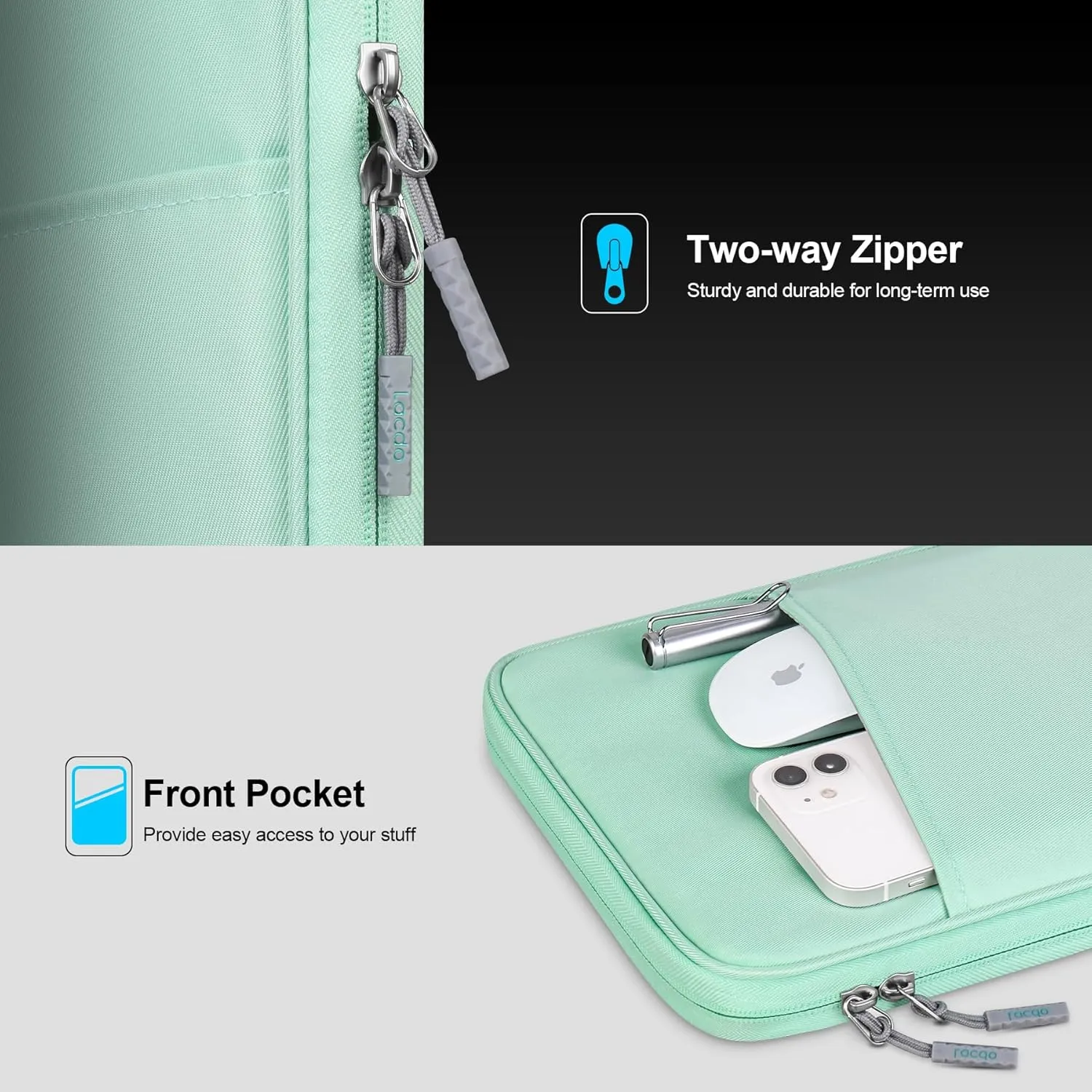 Lacdo Tablet Sleeve Bag for 11 inch iPad A16 / 11 inch iPad Air M3 M2 / 11 Inch iPad Pro M4 / 10.9" iPad / 10.2" iPad /10.9" ipad Air, 11 inchs Samsung Galaxy Tab A9  Bag, Fit Magic Keyboard, Green