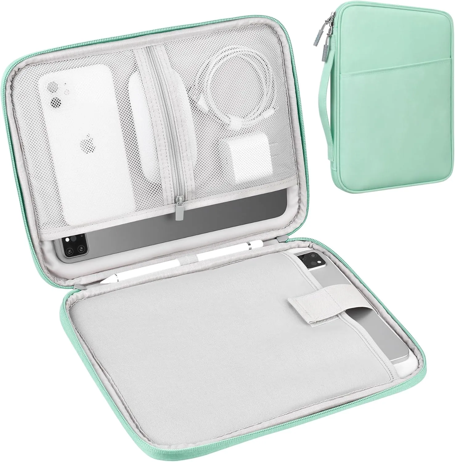 Lacdo Tablet Sleeve Bag for 11 inch iPad A16 / 11 inch iPad Air M3 M2 / 11 Inch iPad Pro M4 / 10.9" iPad / 10.2" iPad /10.9" ipad Air, 11 inchs Samsung Galaxy Tab A9  Bag, Fit Magic Keyboard, Green