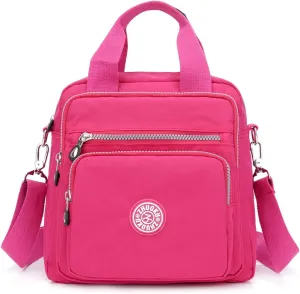 Ladies' multi-layer shoulder bag, shoulder bag, crossbody bag, handbag, casual bag, holiday gift (rose red)