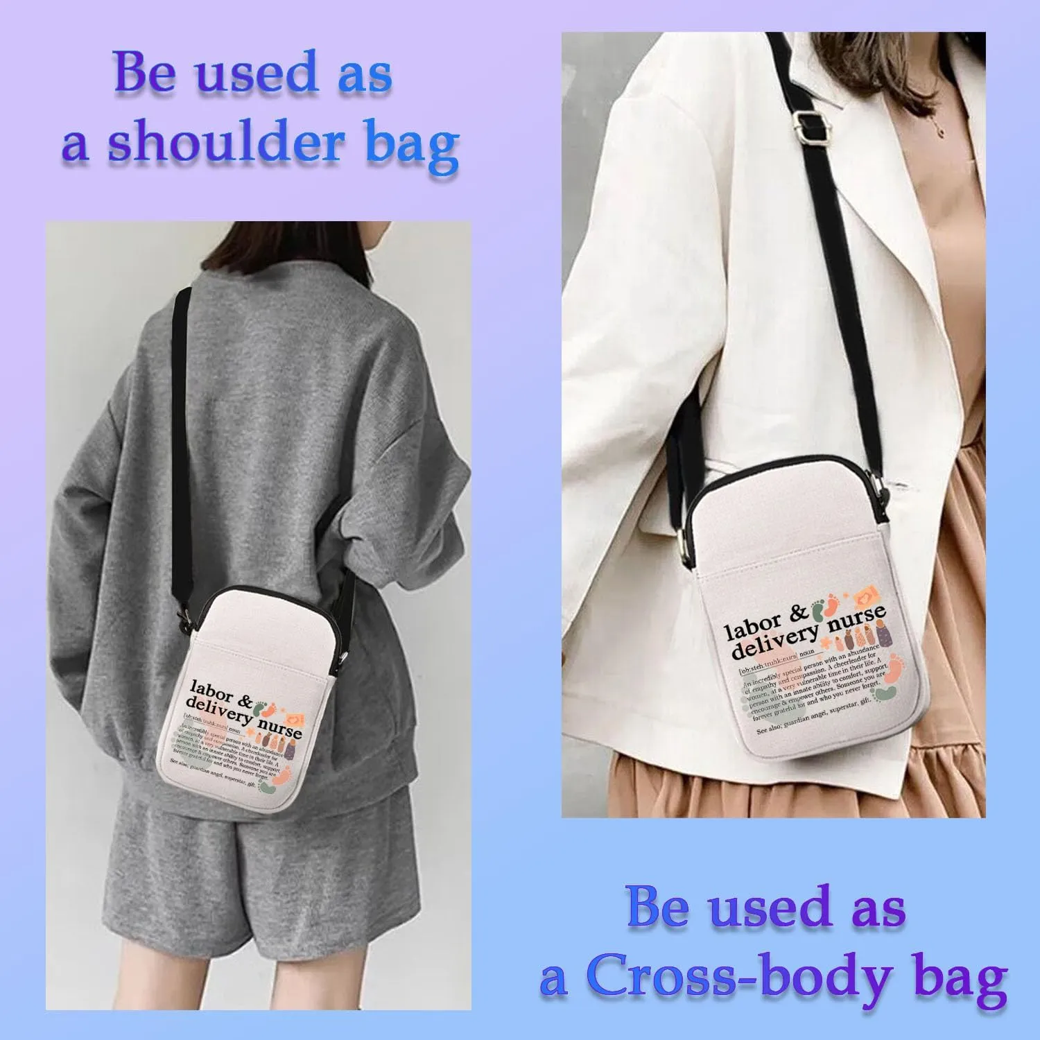 L&D Nurse Makeup Bag Labor And Delivery Nurse Cosmetic Bag L&D Nurse Gift Lifeline Gift Nicu Nurses Week Gift (delivery nurse noun Crossbody bag)