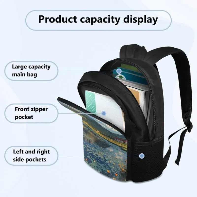Landscape Photos Print 17.3 inch Durable College Rucksack Bag Grassland Blue Sky Travel Business Casual Backpack for Men Women Work Backpack