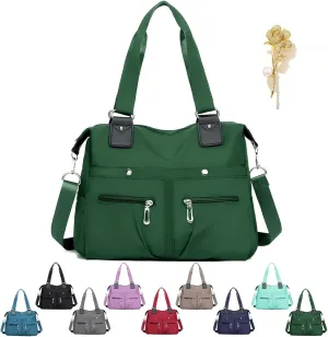 Langrents Crossbody Bag, Langrents Nylon Tote Bag, Large Capacity Waterproof Multi Pocket Shoulder Bag with Zipper