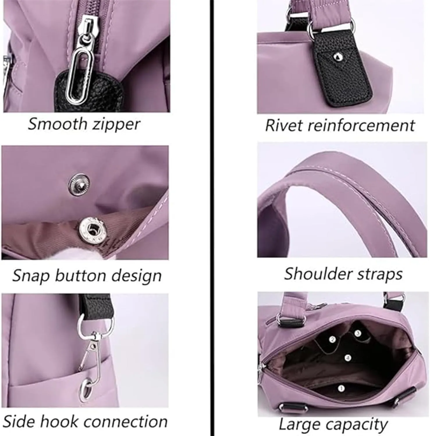 Langrents Crossbody Bag, Langrents Nylon Tote Bag, Large Capacity Waterproof Multi Pocket Shoulder Bag with Zipper