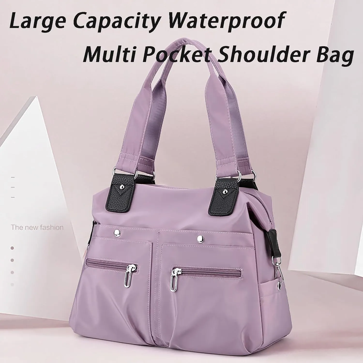 Langrents Nylon Tote Bag, Langrents Large Capacity Waterproof Multi Pocket Shoulder Bag, Crossbody Travel Messenger Bag