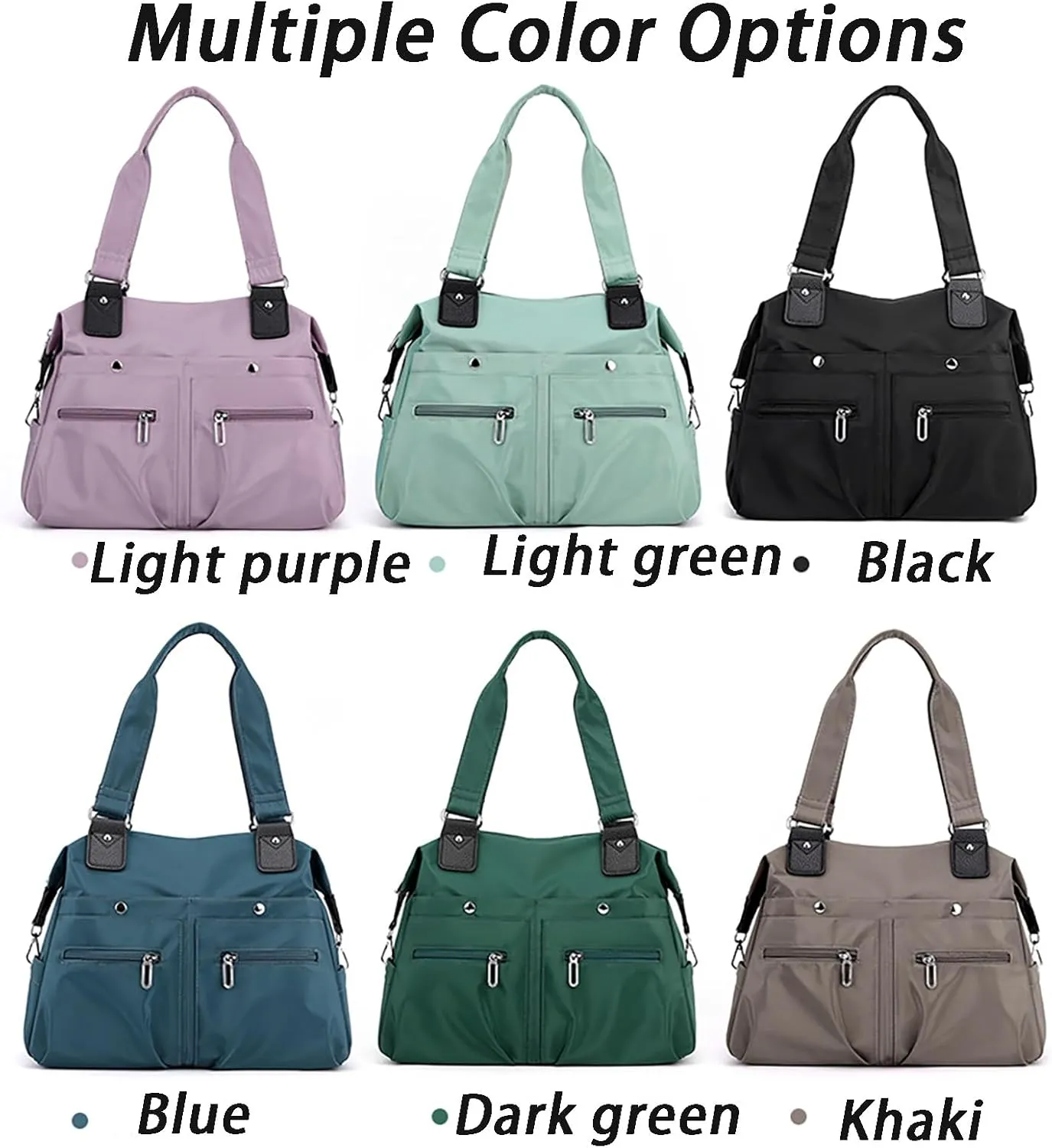Langrents Nylon Tote Bag, Langrents Large Capacity Waterproof Multi Pocket Shoulder Bag, Crossbody Travel Messenger Bag