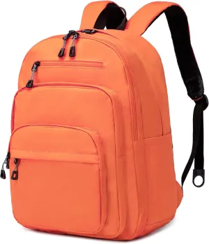 Lanola Basic Multi-Pocket Multipurpose Backpack Classical Water Resistant Student Bookbag For School Business Travel or Casual Daypack Backpacks For Men Or Women - Orange