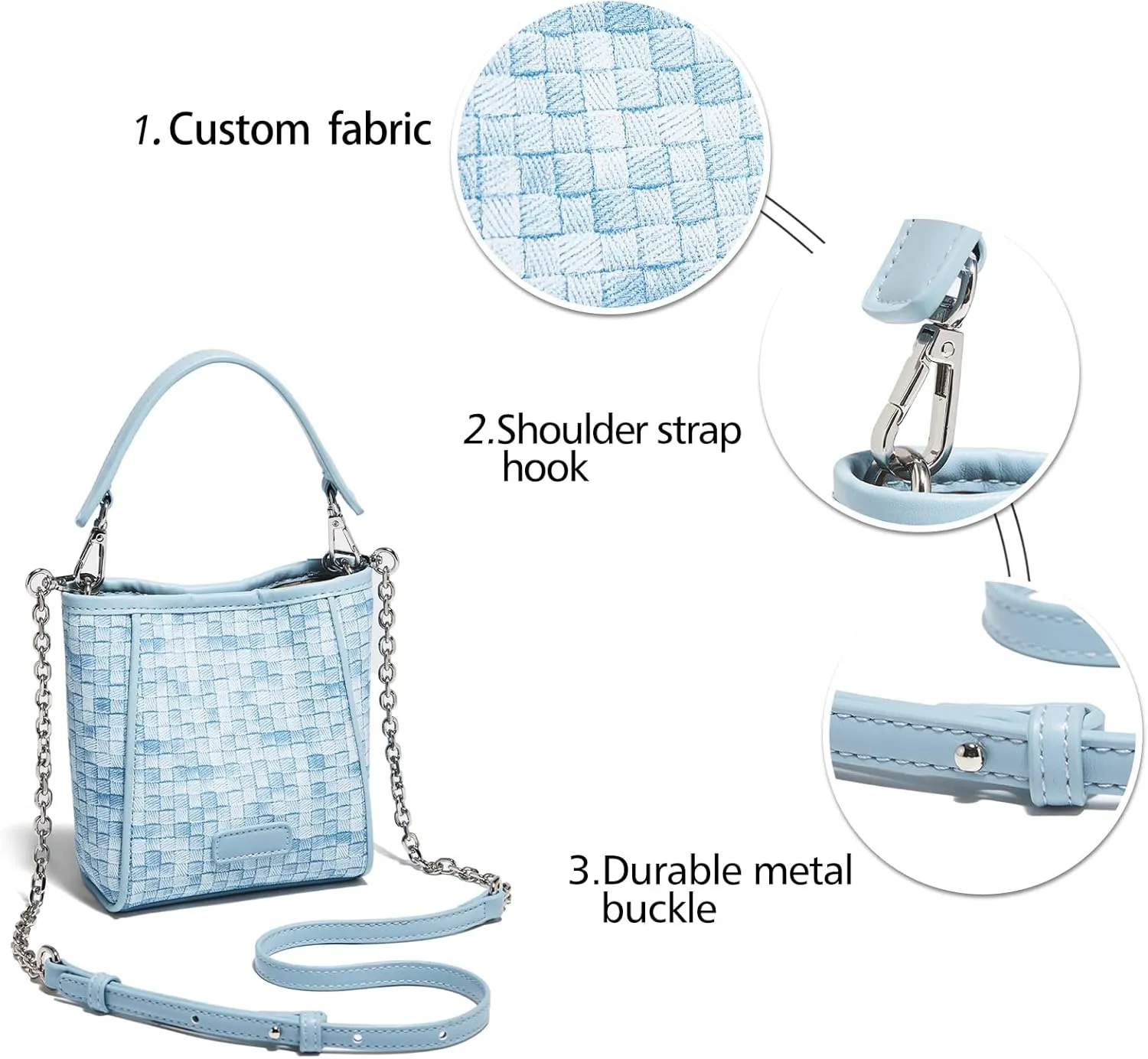 LAORENTOU Small Fabric Bucket Top-handle Crossbody Bag for Women Satchel Trendy Handbags Canvas