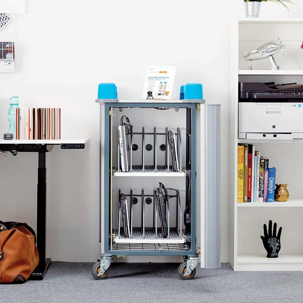 LapCabby 10 Device Vertical Mobile AC Charging Trolley