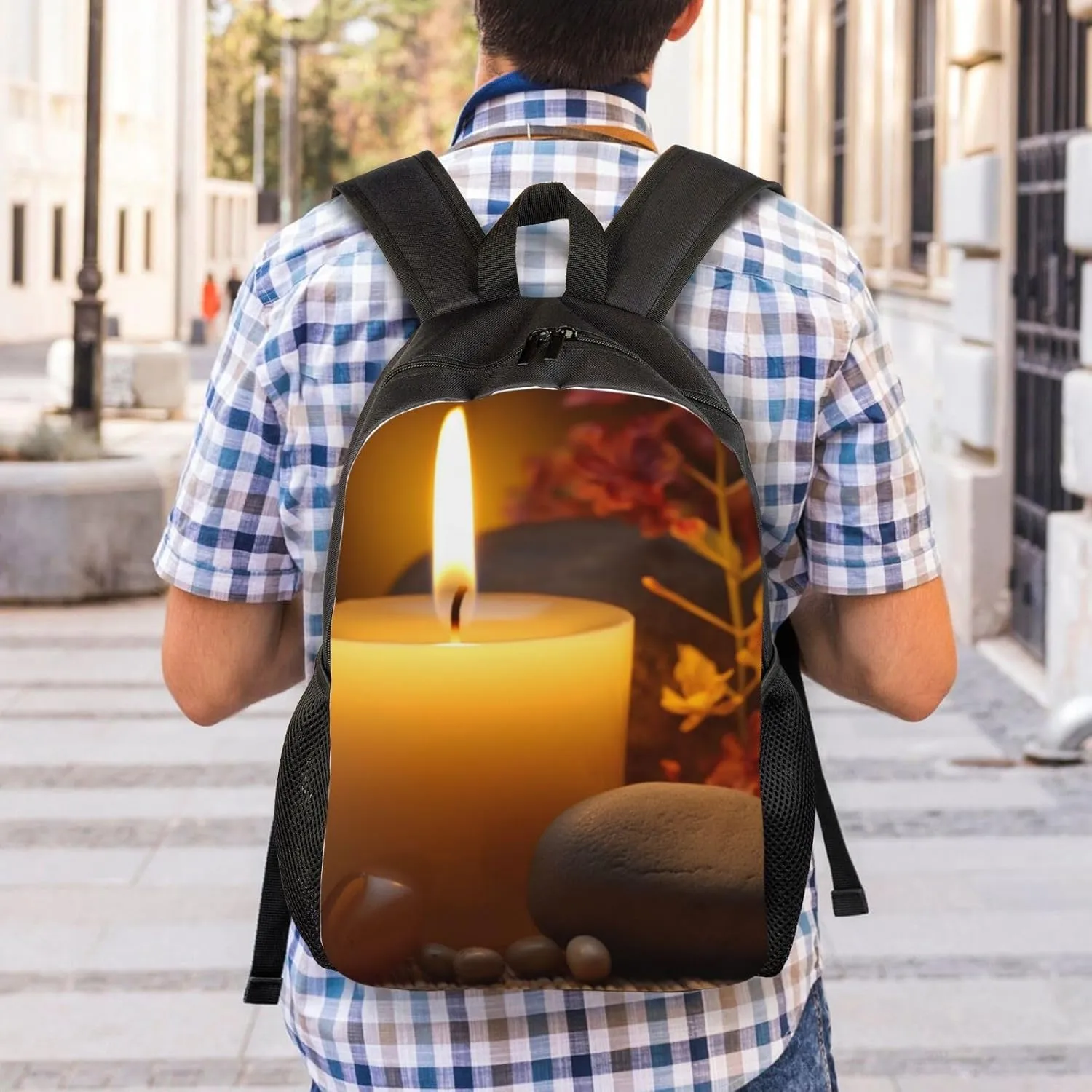 Laptop Backpack for Men Women Carry On Backpack Aromatic Candle Backpack Lightweight Travel Bag Casual Daypack