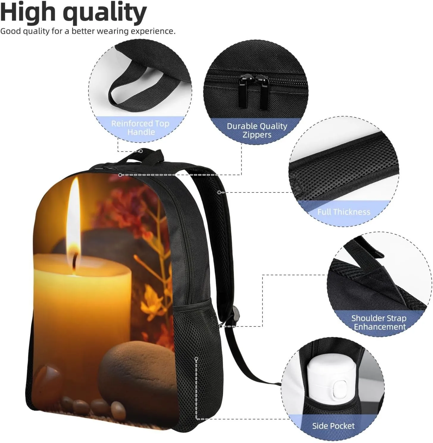 Laptop Backpack for Men Women Carry On Backpack Aromatic Candle Backpack Lightweight Travel Bag Casual Daypack