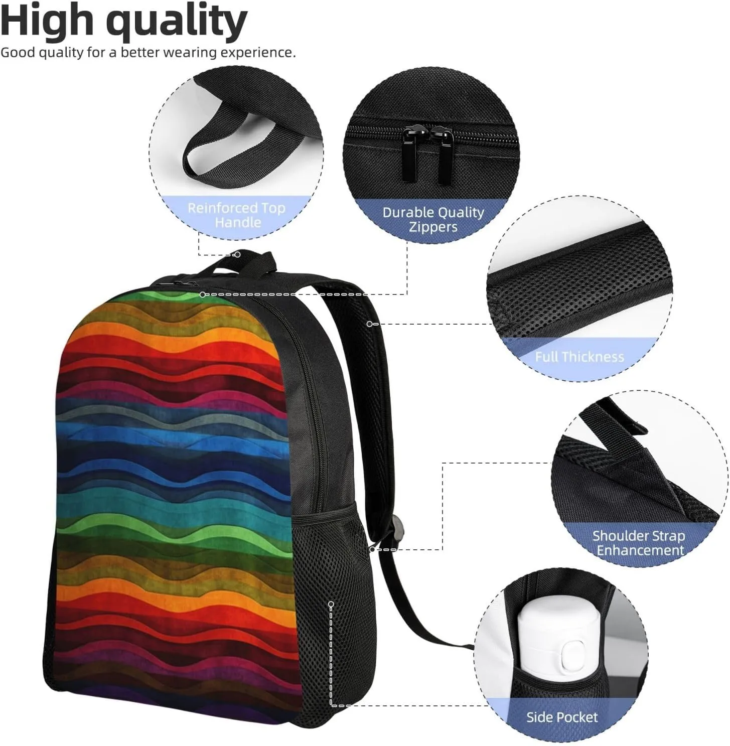 Laptop Backpack for Men Women Carry On Backpack Rainbow Backpack Lightweight Travel Bag Casual Daypack