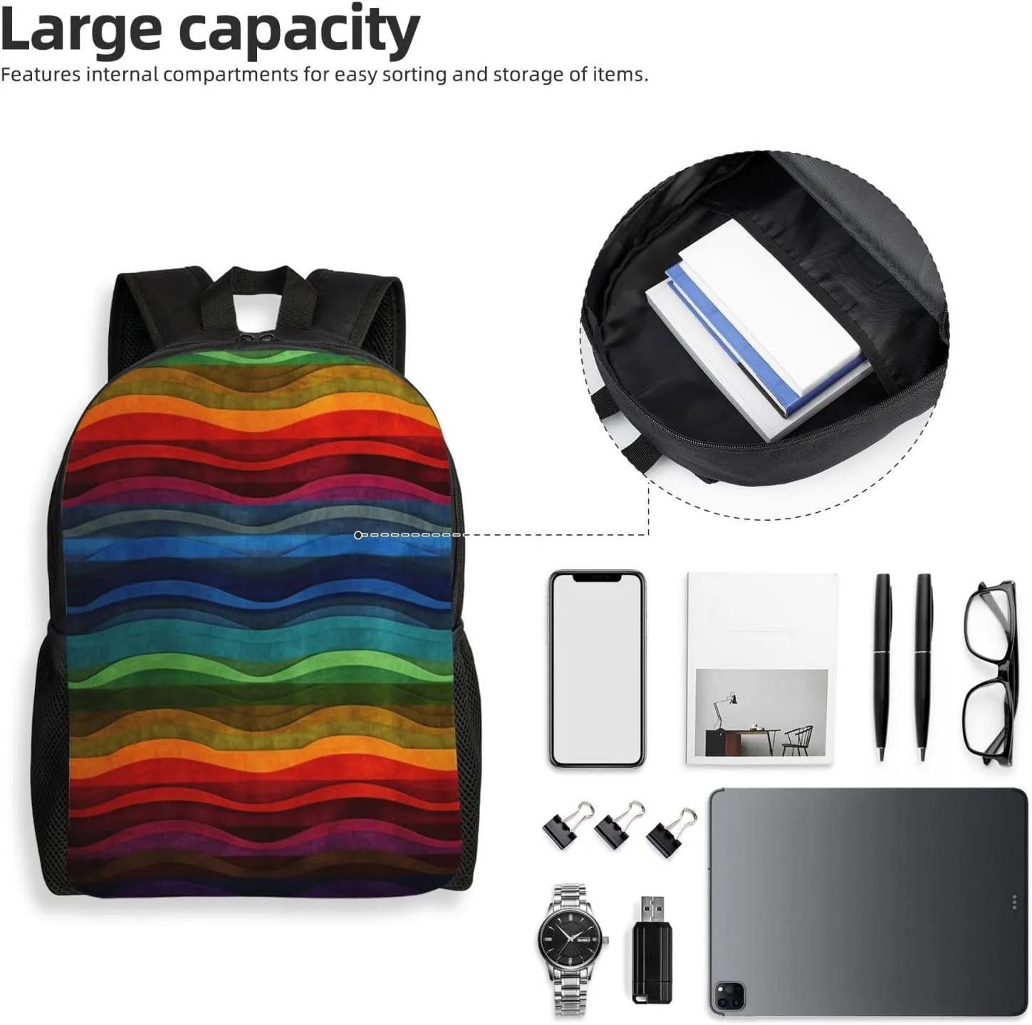 Laptop Backpack for Men Women Carry On Backpack Rainbow Backpack Lightweight Travel Bag Casual Daypack