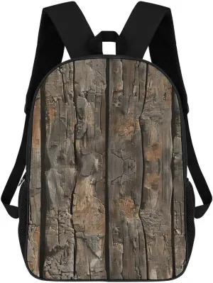 Laptop Backpack for Men Women Lightweight Travel Bag Cracked Wooden Planks Casual Daypack 17 Inch Adjustable Shoulder Bag for Work