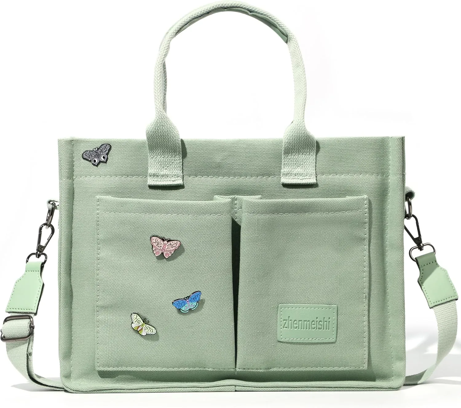 Large Canvas Tote Bag for Women with Pockets, Crossbody Shoulder Handbag Work Bags for Travel and Everyday Use