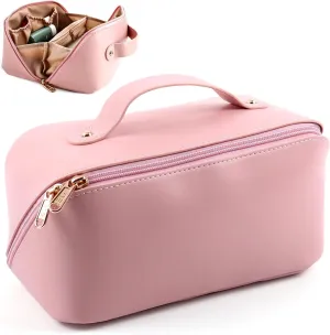 Large Capacity Cosmetic Bag, Travel Cosmetic Storage Bag with Handle, Portable Zipper Cosmetic Bag Toiletry Bag Makeup Bag Large with Compartments for Women Girls