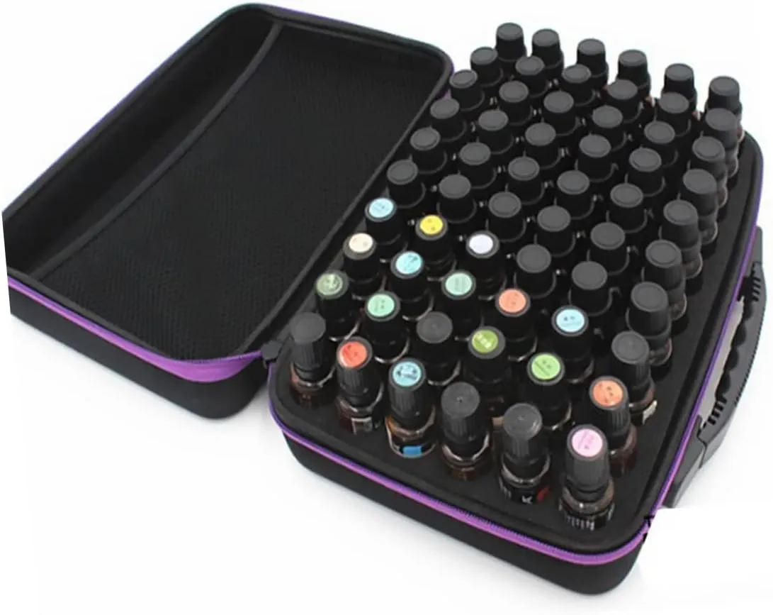 Large Capacity Essential Oil Storage Bag 60 Grid Holder Zipper Easy to Carry Organiser for Essential Oil Bottles
