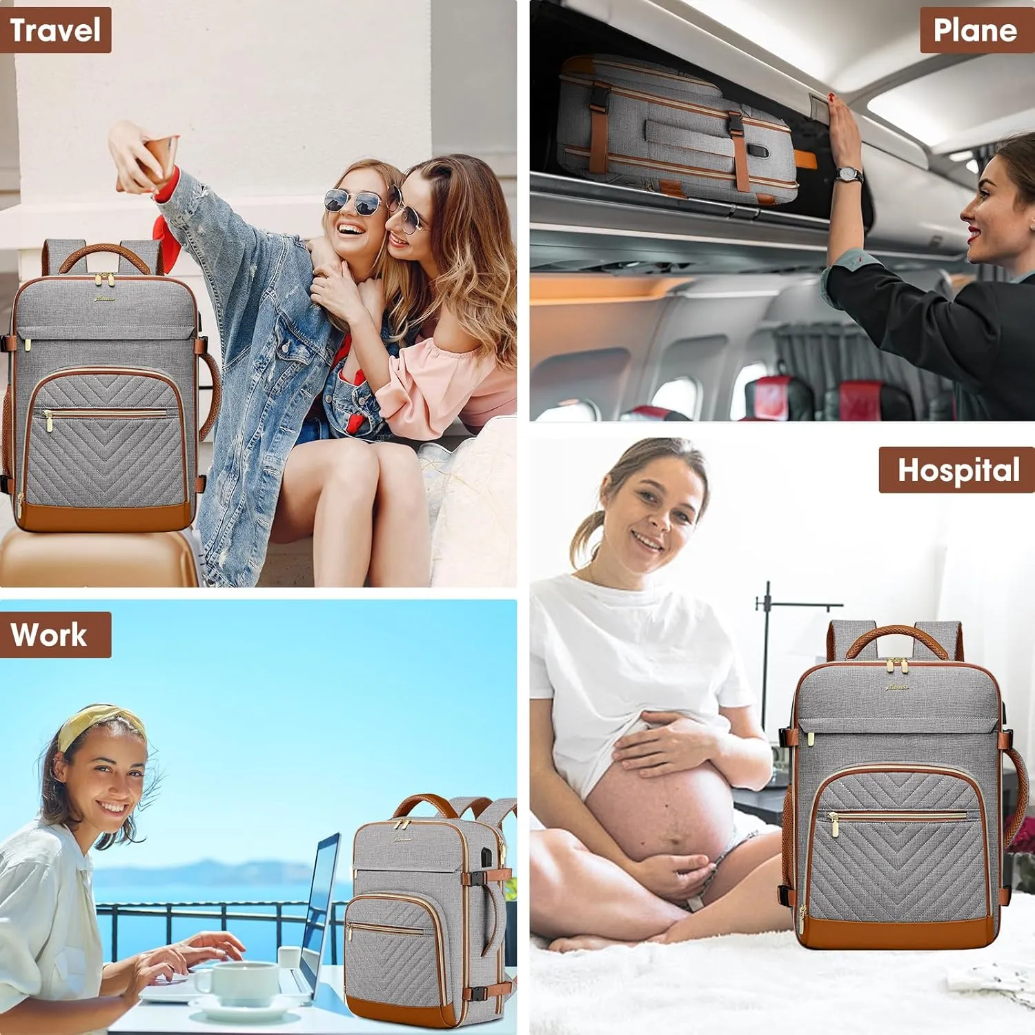 Large Carry On Travel Backpack: Flight Approved 40L Waterproof Personal Item Daypack for Women Weekender Bag fit 17inch Laptop Luggage Backpack Traveling Business with USB Port and 3 Packing Cubes