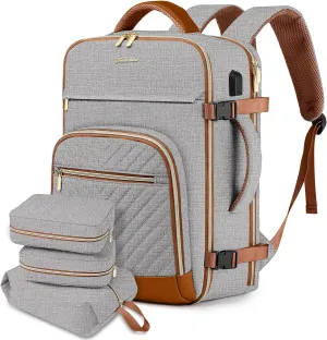 Large Carry On Travel Backpack: Flight Approved 40L Waterproof Personal Item Daypack for Women Weekender Bag fit 17inch Laptop Luggage Backpack Traveling Business with USB Port and 3 Packing Cubes