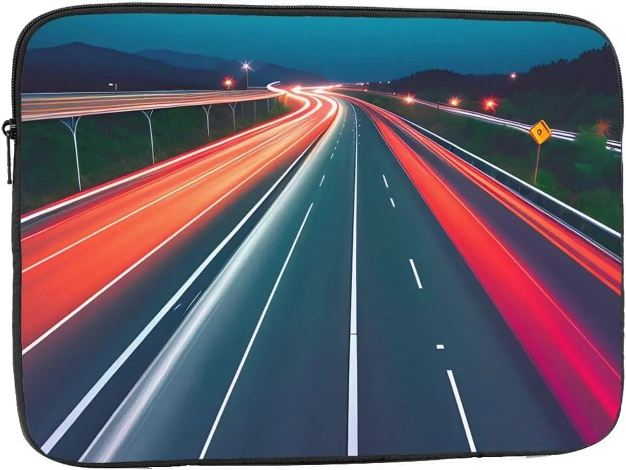 Late Night Highway Prints Portable Laptop Sleeve Case - Shockproof Portable Laptop Sleeve Bag 12 inch for Men and Women Business Travel, Office Daily Use