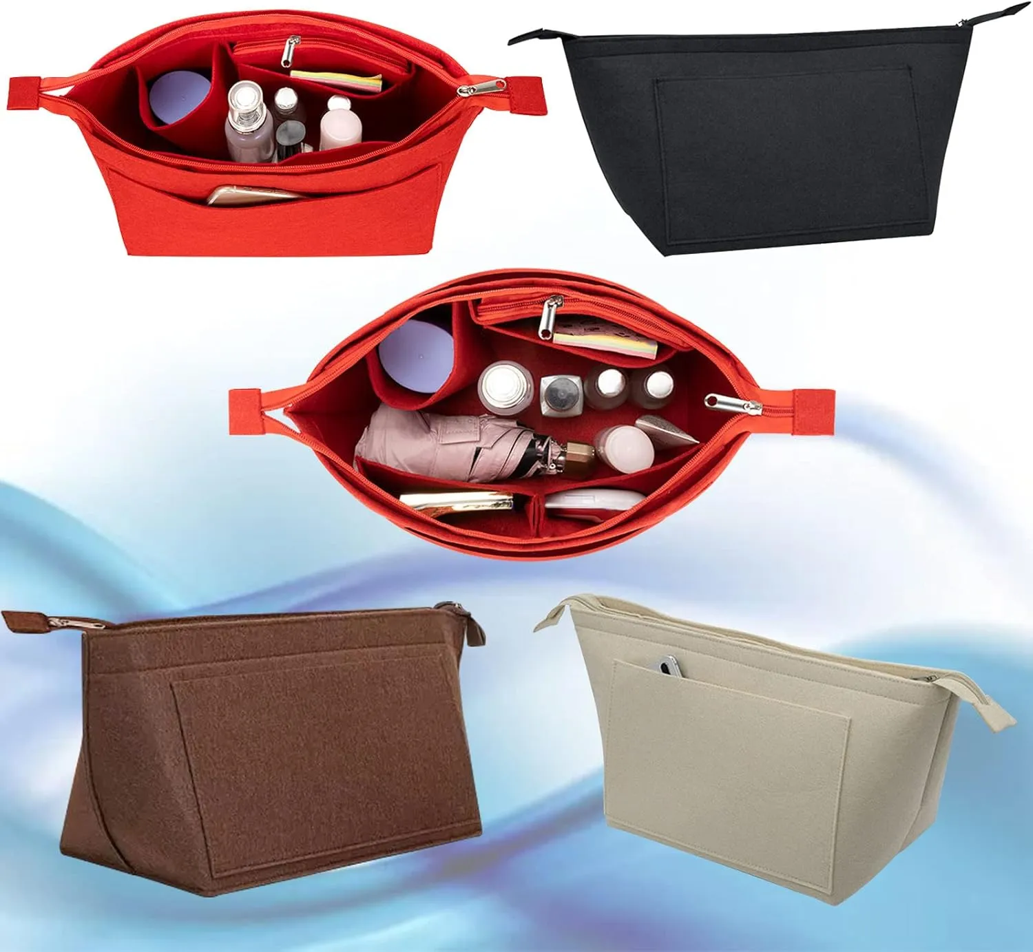 Lckaey Purse Insert Organizer for Neverfull pm mm gm Bag Liner Shaper purse kit insert 1070coffee-S